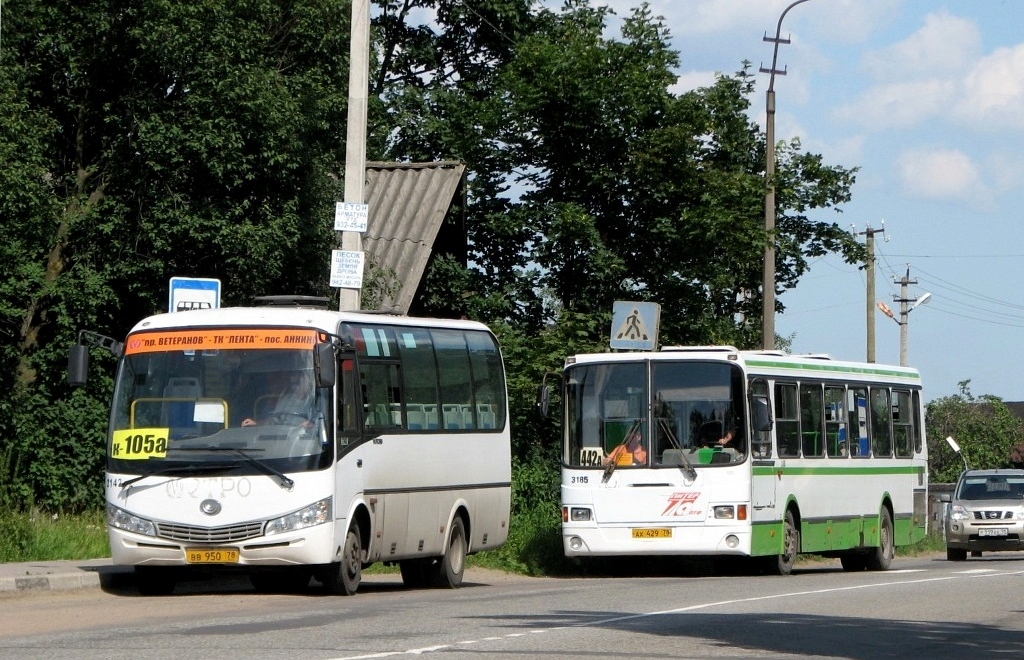 Санкт-Пецярбург, Yutong ZK6737D № 2142; Санкт-Пецярбург, ЛиАЗ-5256.26 № 3185