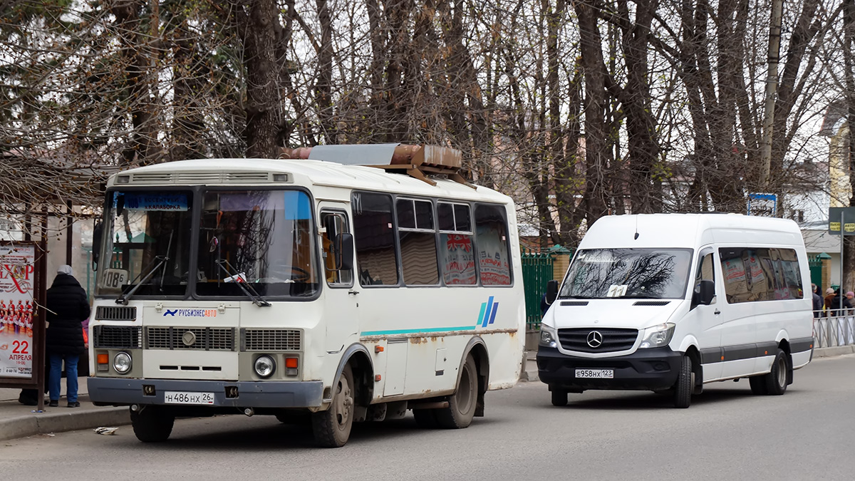 Ставропольский край, ПАЗ-32053 № Н 486 НХ 26; Ставропольский край, Луидор-22360C (MB Sprinter) № Е 958 НХ 123