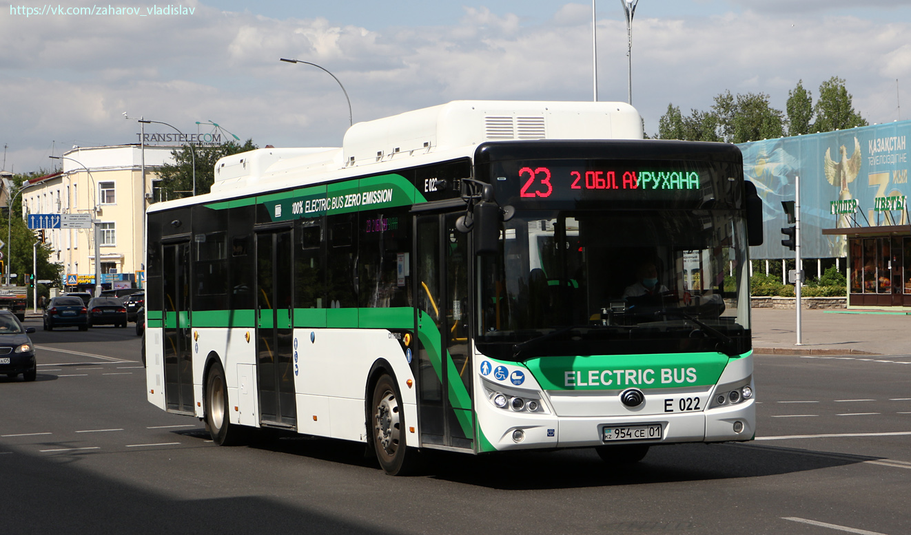 Astana, Yutong E12 (ZK6128BEVG) (SaryarkaAvtoProm) č. E022