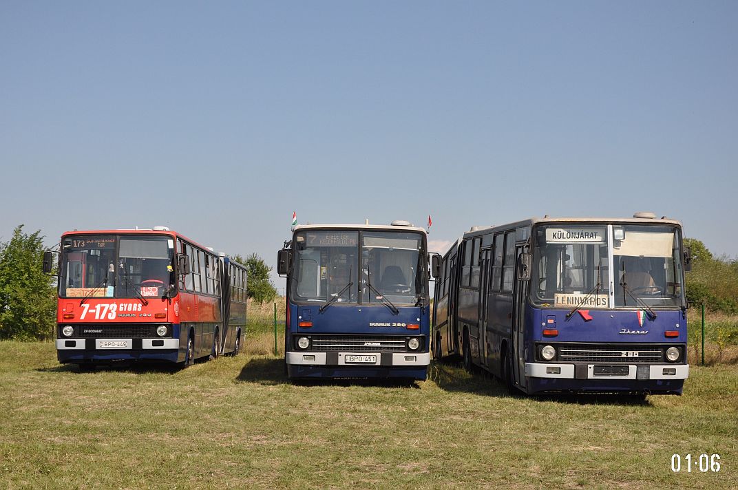 Венгрия, Ikarus 280.40A № 04-49; Венгрия, Ikarus 280.40A № 04-51; Венгрия, Ikarus 280.15 № 75-15; Венгрия — XIII. Nemzetközi Ikarus, Csepel és Veteránjármű Találkozó, Folyás (2021)