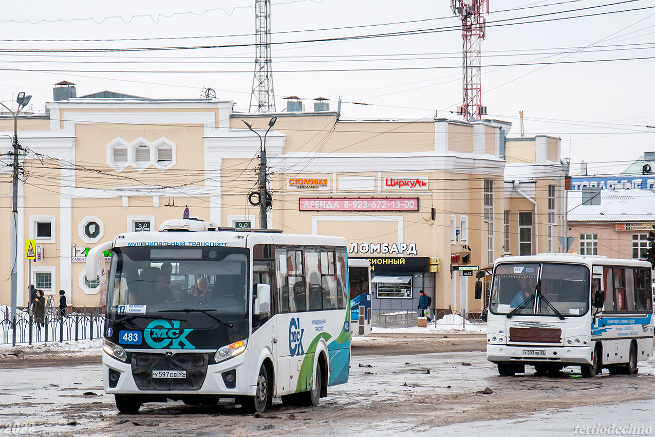 Omsk region, PAZ-320435-04 "Vector Next" # 483; Omsk region, PAZ-320402-04 # 146