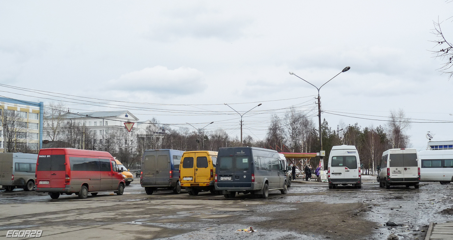 Arhangelská oblast, Mercedes-Benz Sprinter W903 308CDI č. К 131 ТХ 29; Arhangelská oblast, FIAT Ducato 244 CSMMC, -RT č. Н 571 ТР 29; Arhangelská oblast, GAZ-322132 (XTH, X96) č. Н 063 НО 29; Arhangelská oblast, Ford Transit 115T430 č. К 347 РЕ 29; Arhangelská oblast, Renault Master č. К 148 УУ 29; Arhangelská oblast, FIAT Ducato 244 CSMMC, -RT č. К 859 КУ 29; Arhangelská oblast — Bus stations & terminals