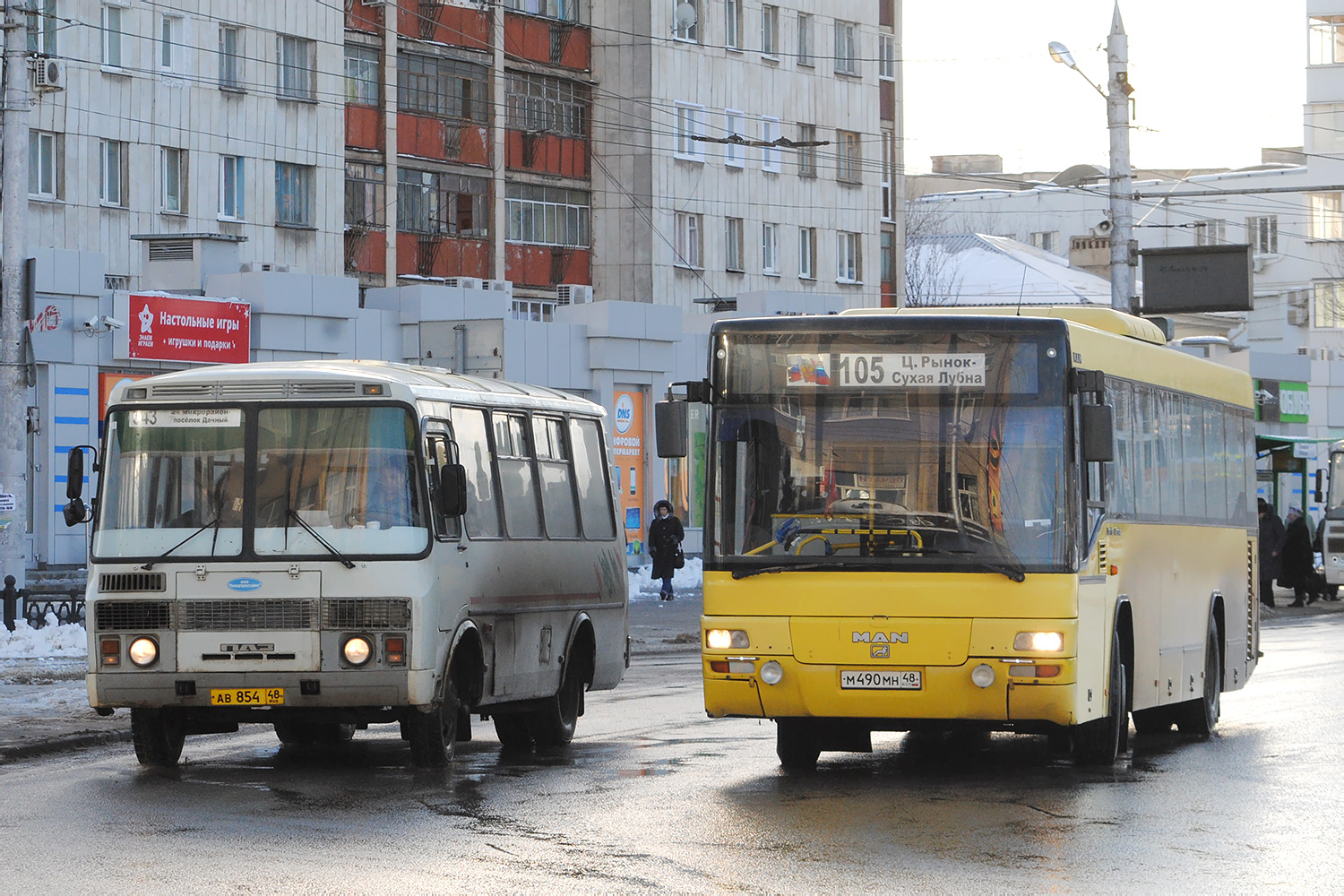 Липецкая область, ПАЗ-32054 № АВ 854 48; Липецкая область, MAN A74 Lion's Classic SL283 № М 490 МН 48