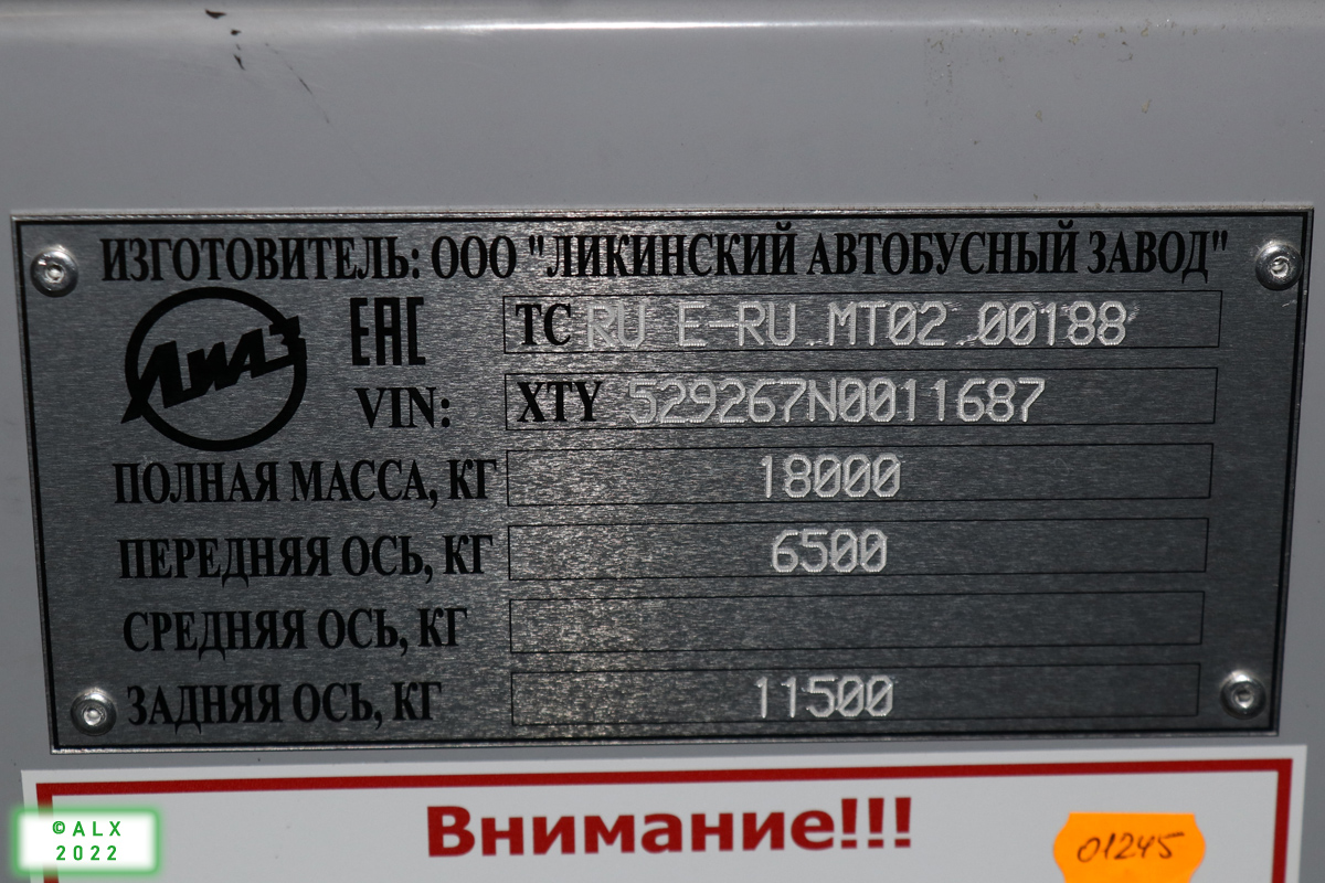 Воронежская область, ЛиАЗ-5292.67 (CNG) № 01245