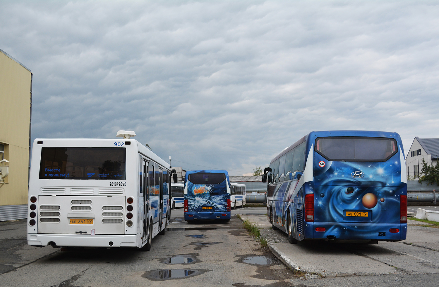 Tumen region, LiAZ-5256.60 № 902; Tumen region, Hyundai Universe Space Luxury № 715; Tumen region — Buses organizations