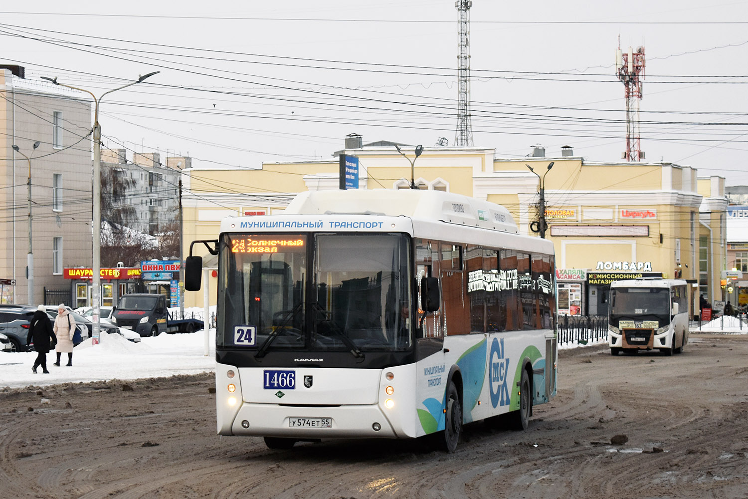 Omsk region, NefAZ-5299-30-56 № 1466; Omsk region, PAZ-320405-04 "Vector Next" № Т 766 ТО 55; Omsk region — Bus stops