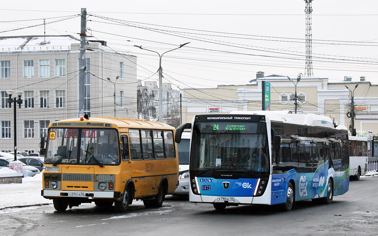 Omsk region, PAZ-32053-70 № С 274 ТА 55; Omsk region, NefAZ-5299-40-57 (CNG) № 1472; Omsk region — Bus stops