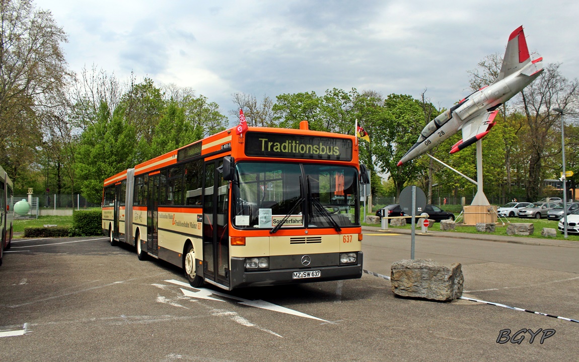 Рейнланд-Пфальц, Mercedes-Benz O405G № 637; Баден-Вюртемберг — 6. Europatreffen historischer Omnibusse 21.-23.04.2023 Technik Museum Sinsheim & Speyer