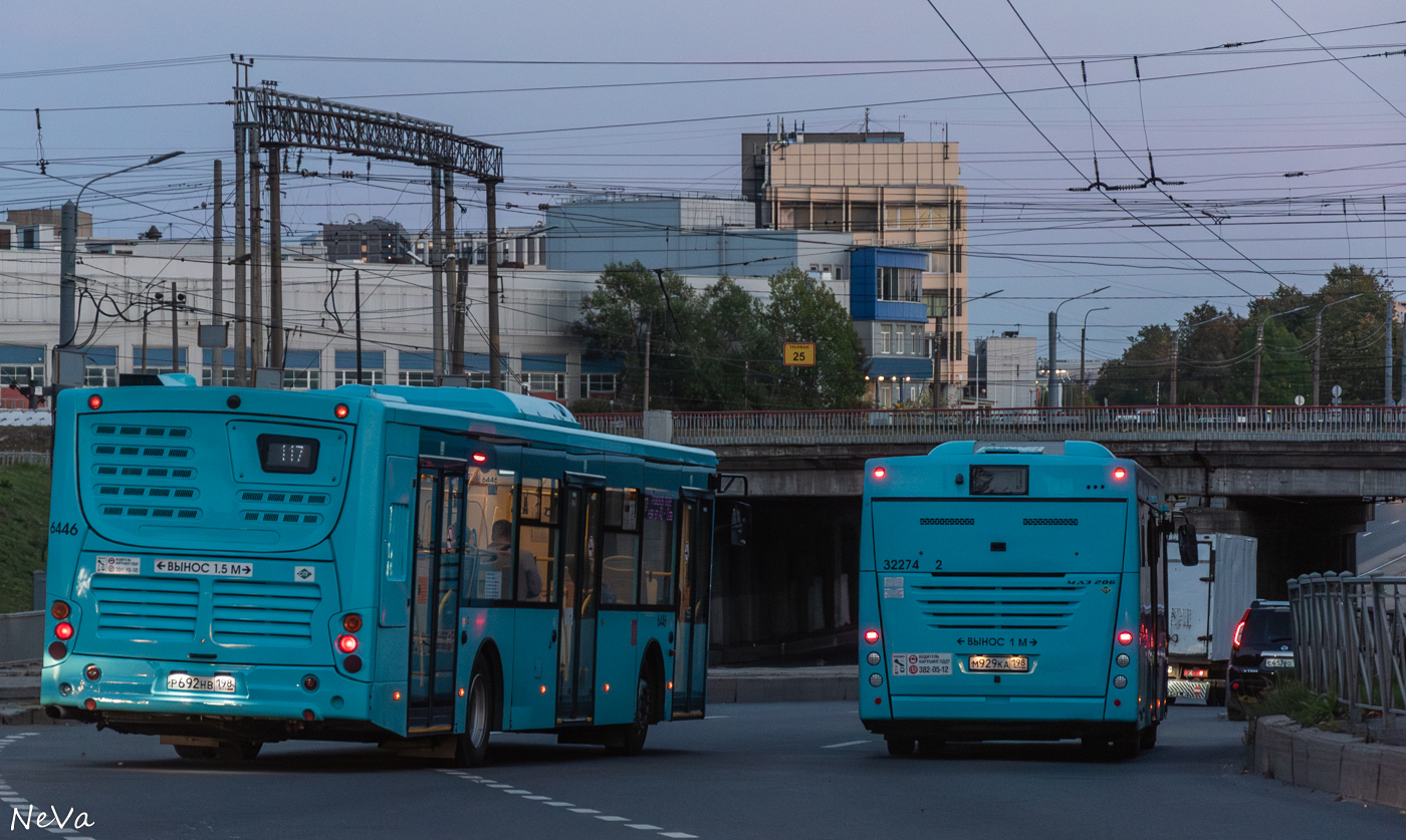 Санкт-Петербург, Volgabus-5270.G2 (LNG) № 6446; Санкт-Петербург, МАЗ-206.945 № 32274