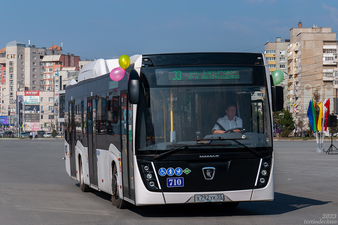 Omsk region, NefAZ-5299-40-57 (CNG) # 710; Omsk region — 26.09.2023 — NefAZ-5299-40-57 buses presentation