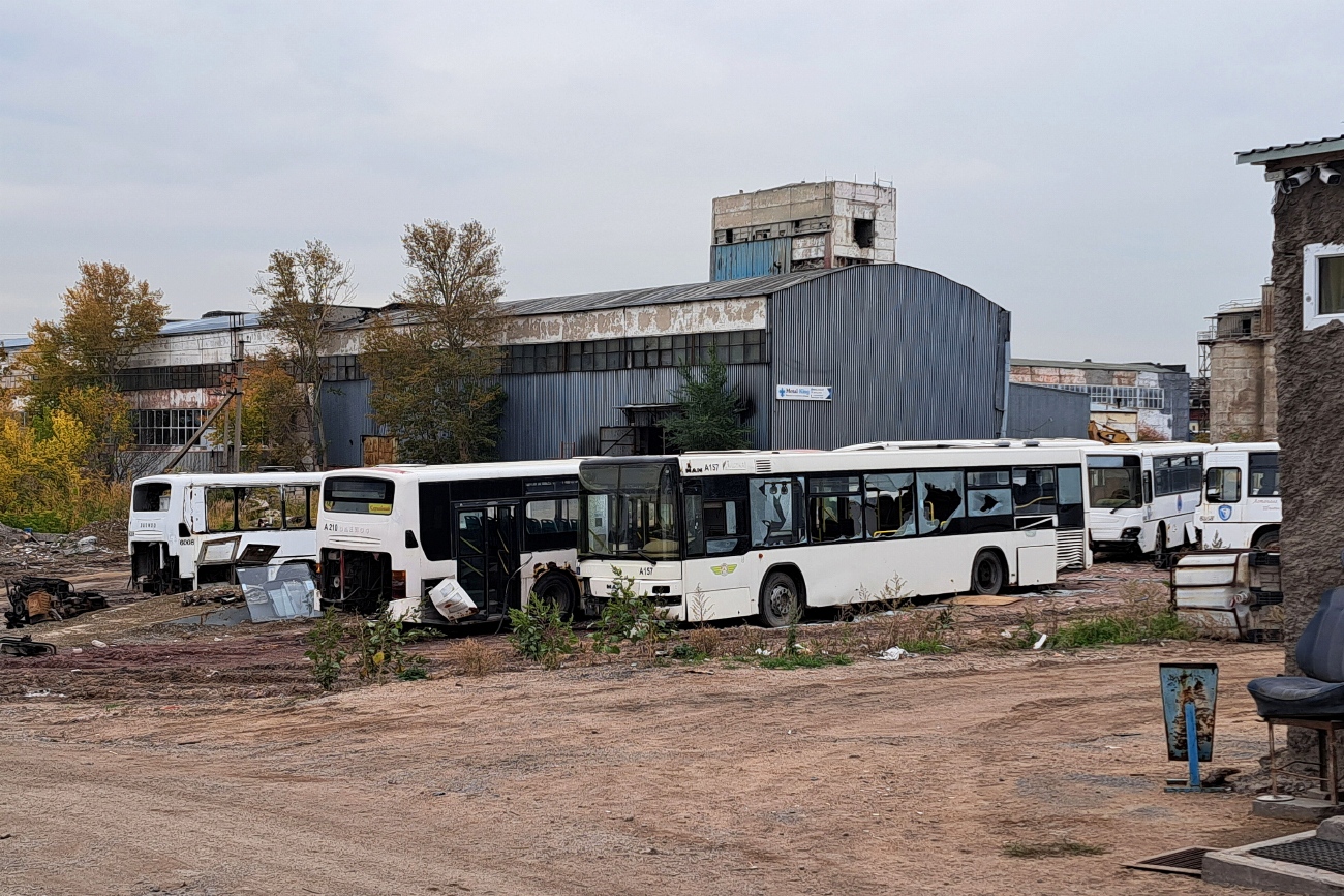 Astana, Daewoo BS090 (SemAZ) № 6008; Astana, MAN A78 Lion's City T EL283 № A157; Astana, Daewoo BS090 (SemAZ) № 6357; Astana, Daewoo BS090 (SemAZ) № 6359; Astana — Bus depot