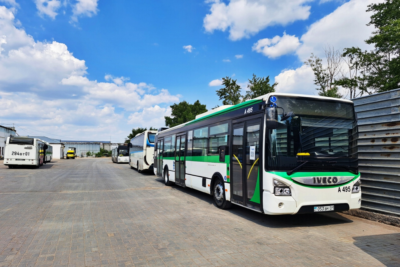 Астана, Irisbus Citelis 12M № A098; Астана, IVECO Urbanway 12M (СарыаркаАвтоПром) № A495; Астана — Автопарки