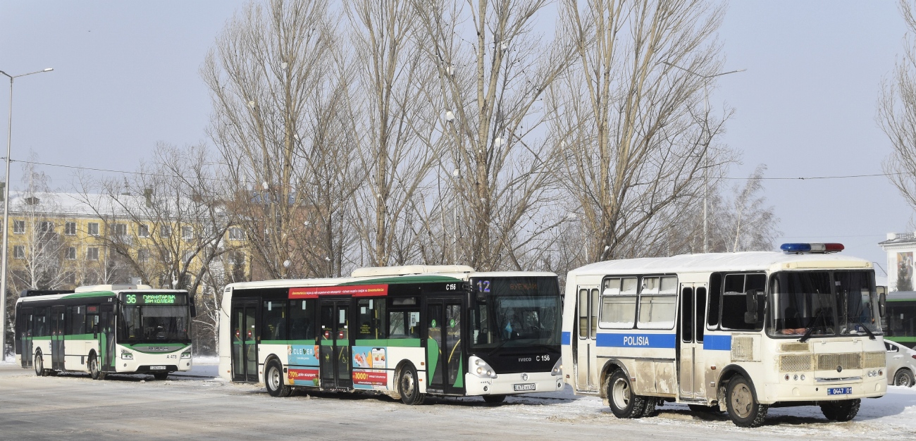 Astana, Irisbus Citelis 12M č. C156; Astana, PAZ-32054 č. 0447 01