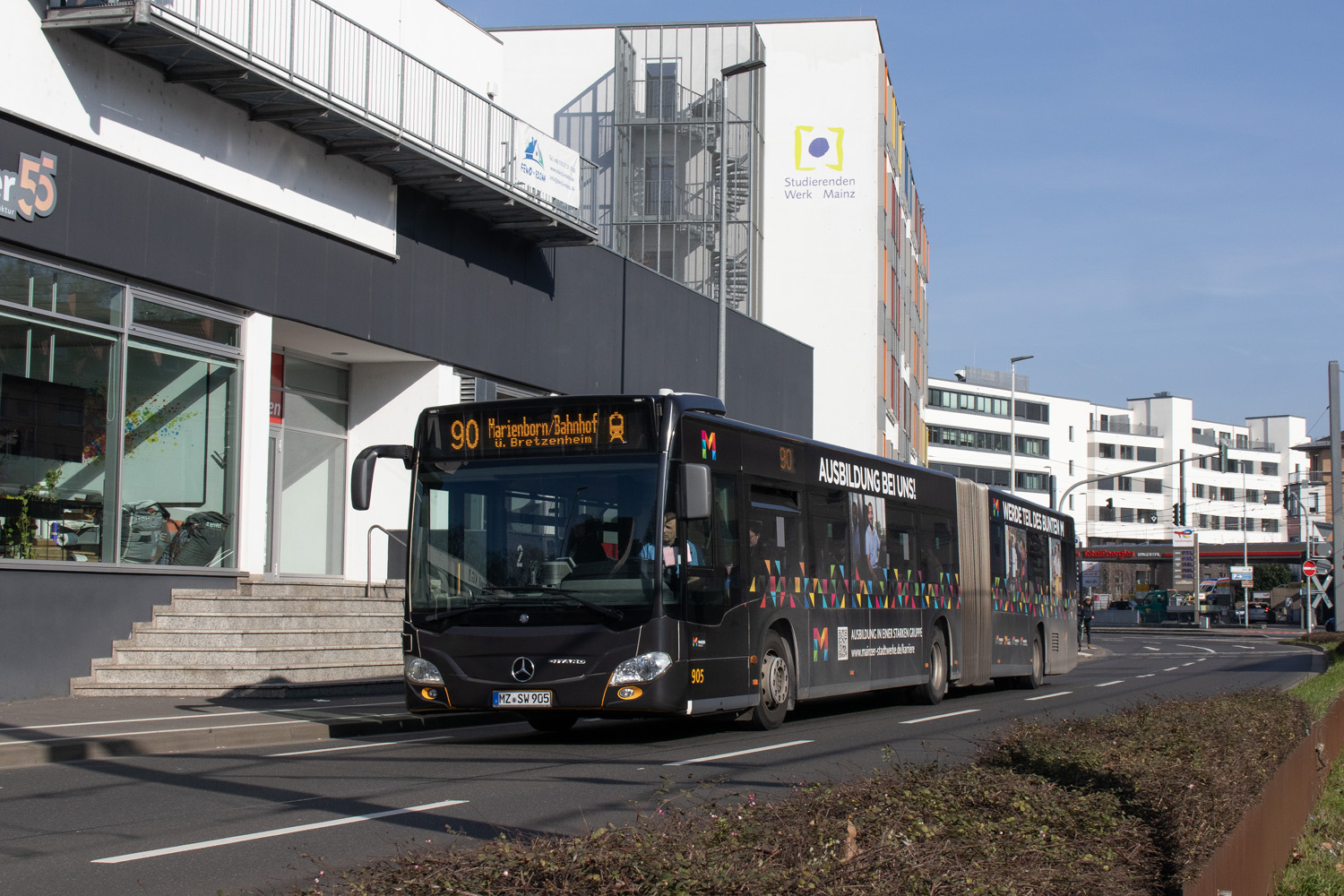 Рейнланд-Пфальц, Mercedes-Benz Citaro C2 G № 905; Рейнланд-Пфальц — Streiks im ÖPNV · Mainzer Mobilität, ESWE Verkehr & KRN · 29.02.2024 — 02.03.2024