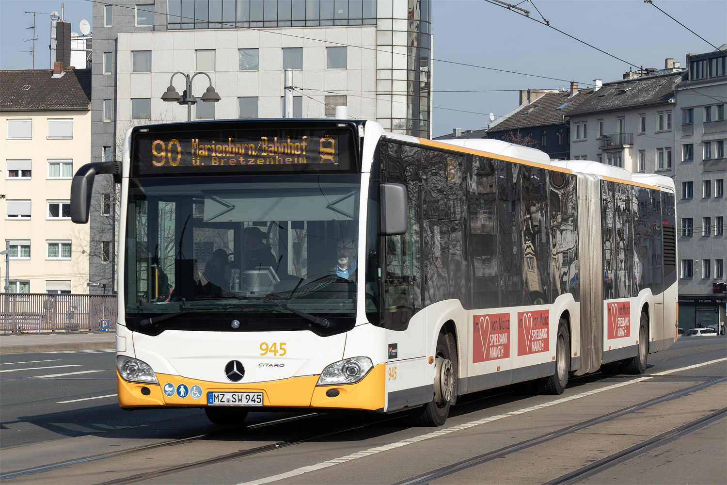 Рейнланд-Пфальц, Mercedes-Benz Citaro C2 G № 945; Рейнланд-Пфальц — Streiks im ÖPNV · Mainzer Mobilität, ESWE Verkehr & KRN · 29.02.2024 — 02.03.2024