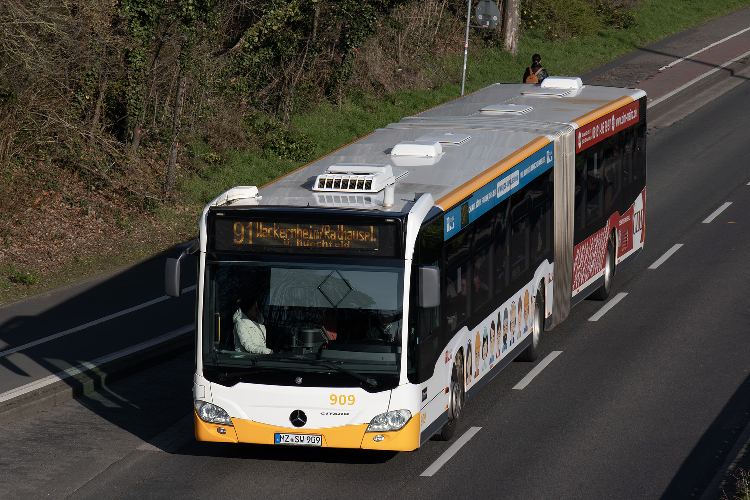 Рейнланд-Пфальц, Mercedes-Benz Citaro C2 G № 909; Рейнланд-Пфальц — Streiks im ÖPNV · Mainzer Mobilität, ESWE Verkehr & KRN · 29.02.2024 — 02.03.2024