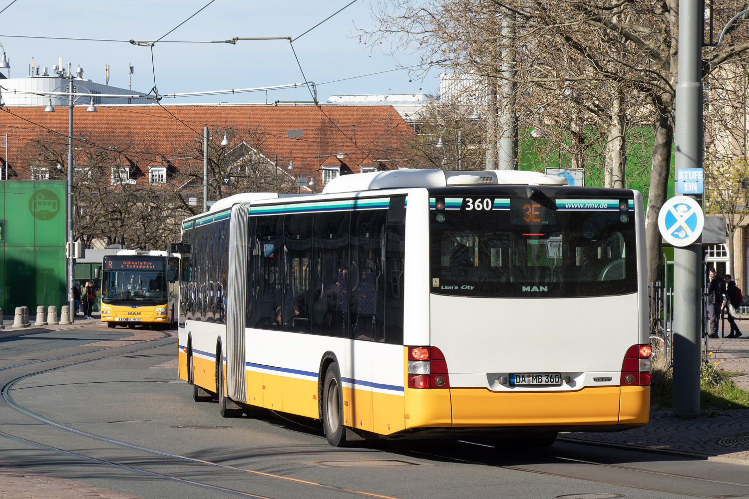 Hesse, MAN A23 Lion's City G NG323 Nr 360; Hesse — SEV · Straßenbahn Darmstadt · Grohe <> Sitte · 23.03.2024 — 14.04.2024