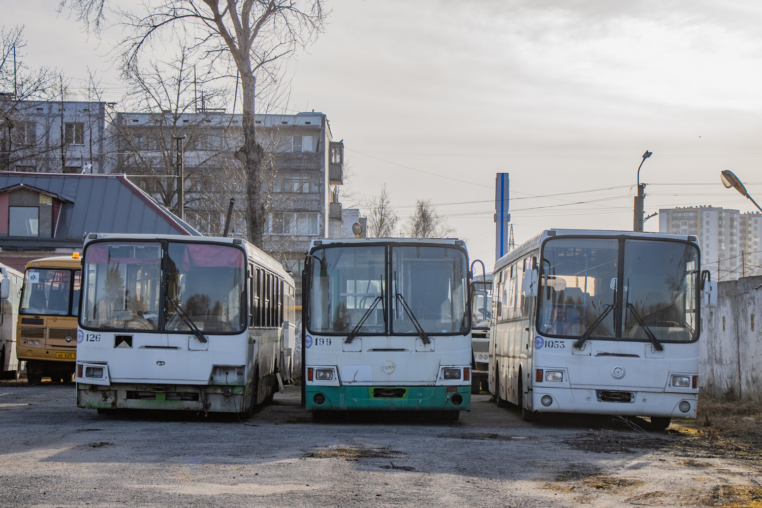 Псковская область, ЛиАЗ-5293.00 № 126; Псковская область, ЛиАЗ-5256.26 № 199; Псковская область, ЛиАЗ-5256.34 (ГолАЗ) № 1053