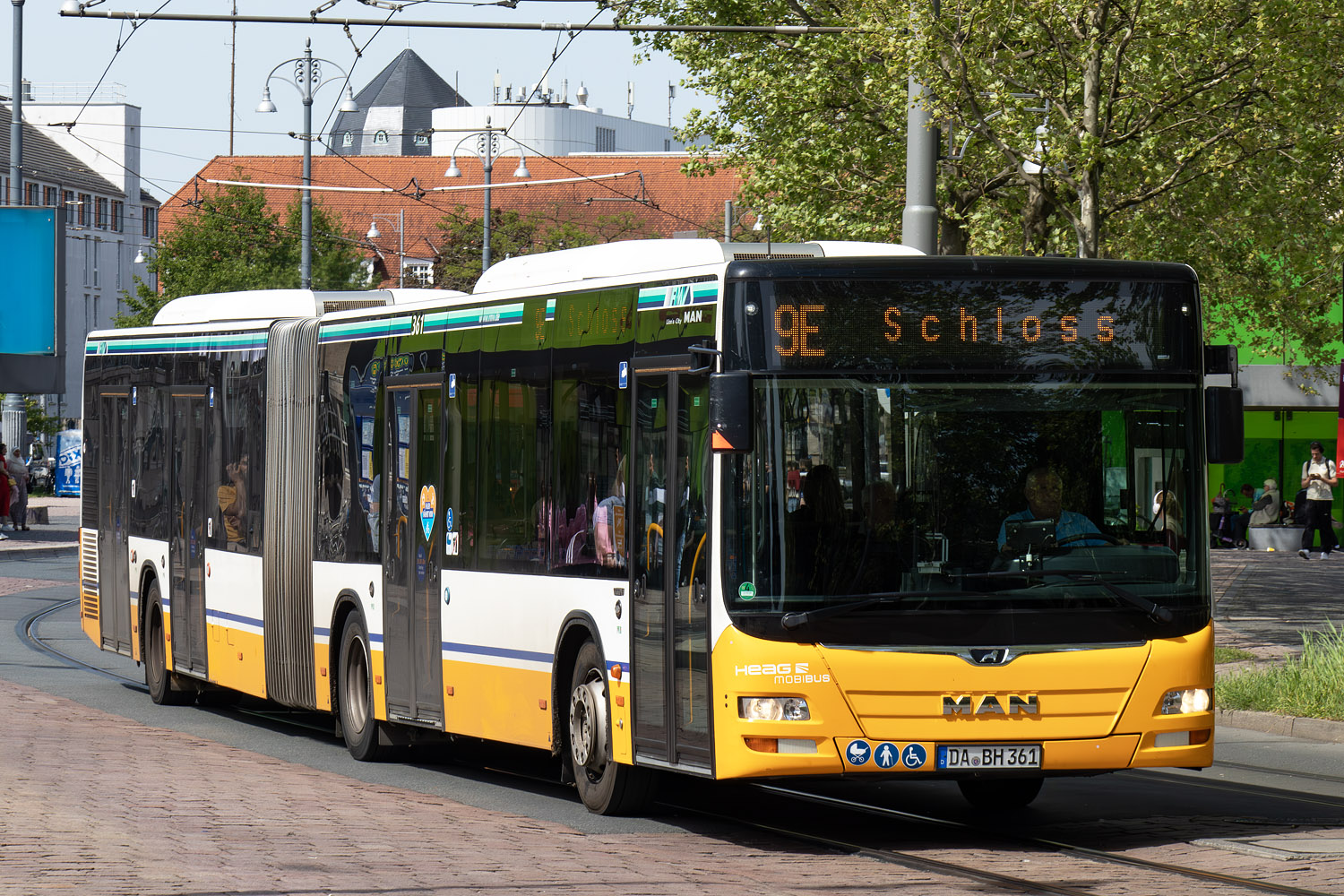 Έσση, MAN A23 Lion's City G NG323 # 361; Έσση — SEV · Straßenbahn Darmstadt · Schloss <> Griesheim · 15.04.2024 — 05.05.2024