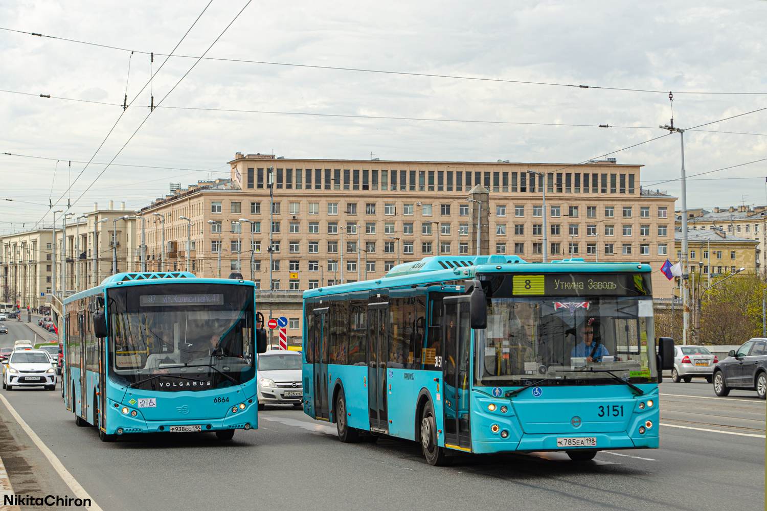 Sankt Peterburgas, Volgabus-5270.G2 (LNG) Nr. 6864; Sankt Peterburgas, LiAZ-5292.65 Nr. 3151