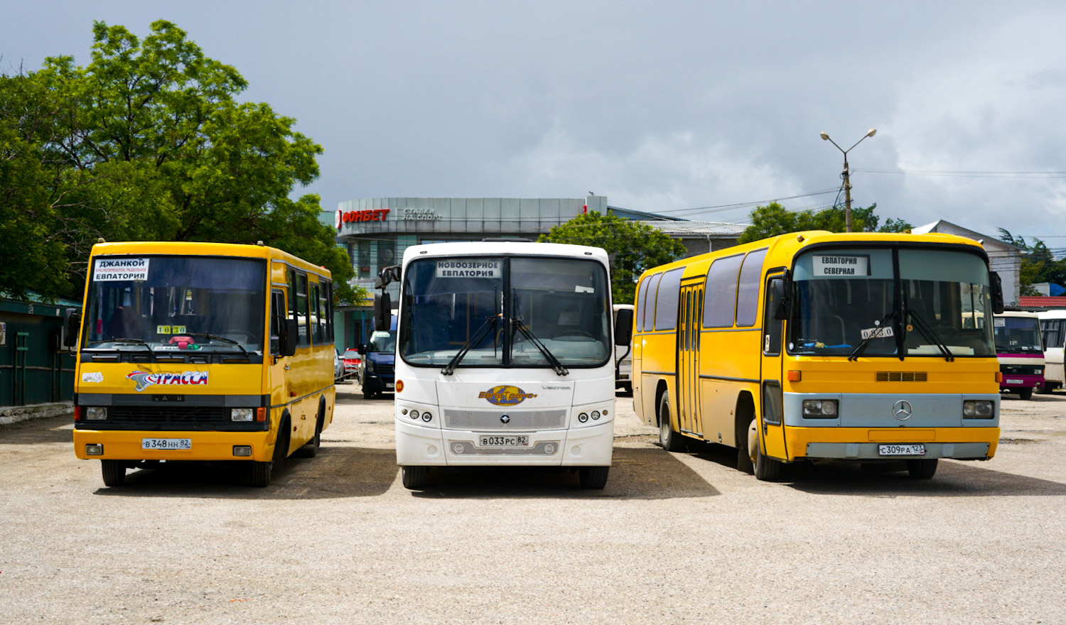 Republic of Crimea, BAZ-A079.24sh № В 348 НН 82; Republic of Crimea, PAZ-320412-04 "Vector" № 95; Republic of Crimea, Mercedes-Benz O303-11ÜHE № 92