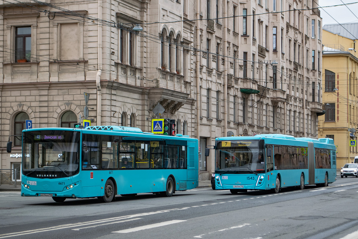 Санкт-Петербург, Volgabus-5270.G4 (LNG) № 6671; Санкт-Петербург, МАЗ-216.047 № 1543