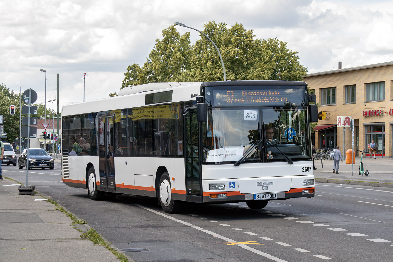 Берлин, MAN A20 NÜ313 № B-WT 4001; Берлин — SEV · S7/S75 · Wartenberg / Marzahn <> Friedrichsfelde Ost · 14.06.2024 — 17.06.2024