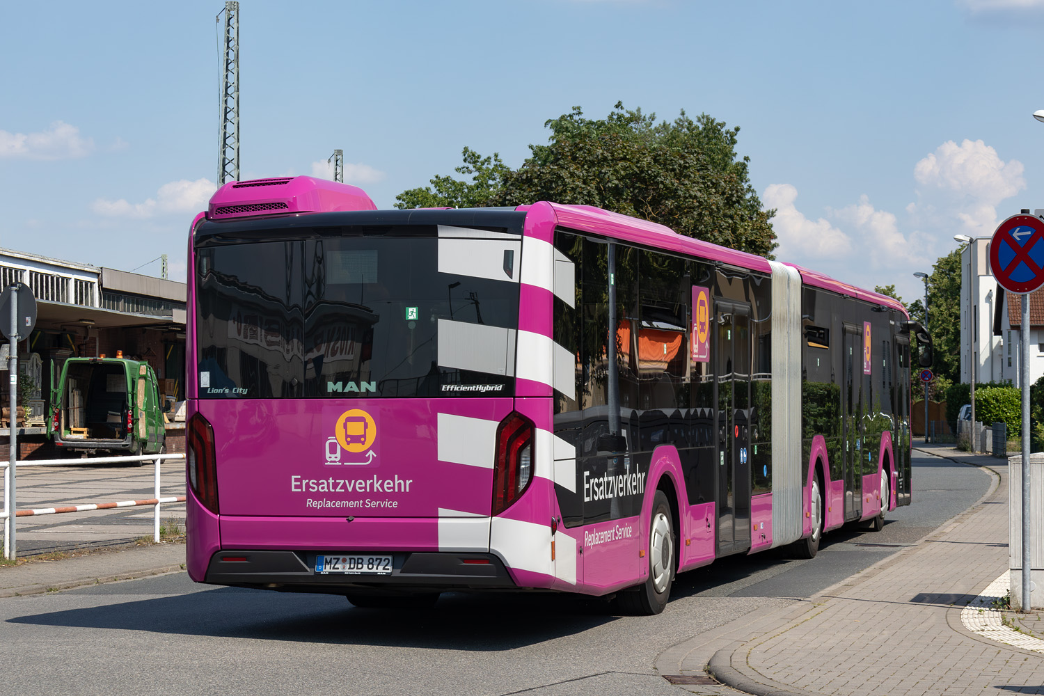 Рейнланд-Пфальц, MAN 18C Lion's City 18 NG360 EfficientHybrid № MZ-DB 872; Гессен — SEV · Riedbahn · Frankfurt am Main <> Mannheim · 15.07.2024 — 14.12.2024