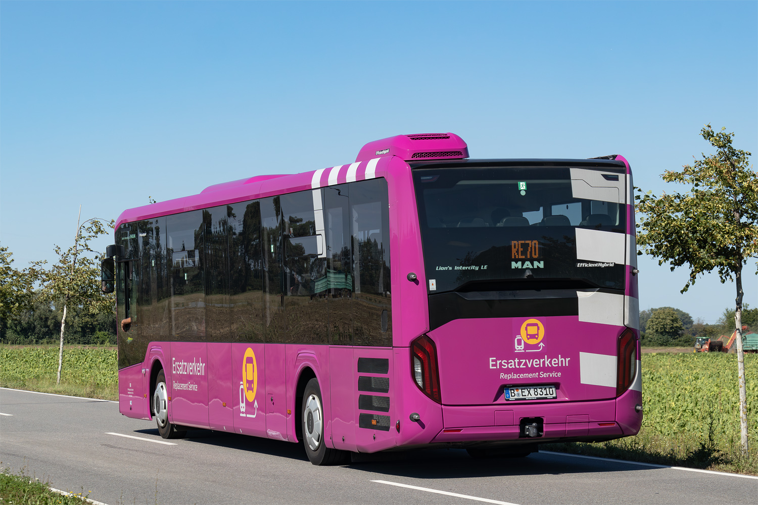 Бранденбург, MAN 43C Lion's Intercity LE 13 LEÜ360 EfficientHybrid № 831; Гессен — SEV · Riedbahn · Frankfurt am Main <> Mannheim · 15.07.2024 — 14.12.2024