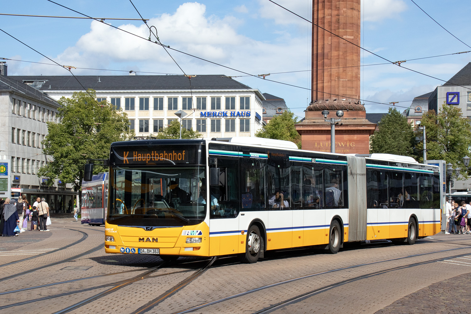 Гессен, MAN A23 Lion's City G NG323 № 383; Гессен — Umleitungen · Gleisarbeiten am Ernst-Ludwigs-Platz · Darmstadt · 13.07.2024 — 25.08.2024