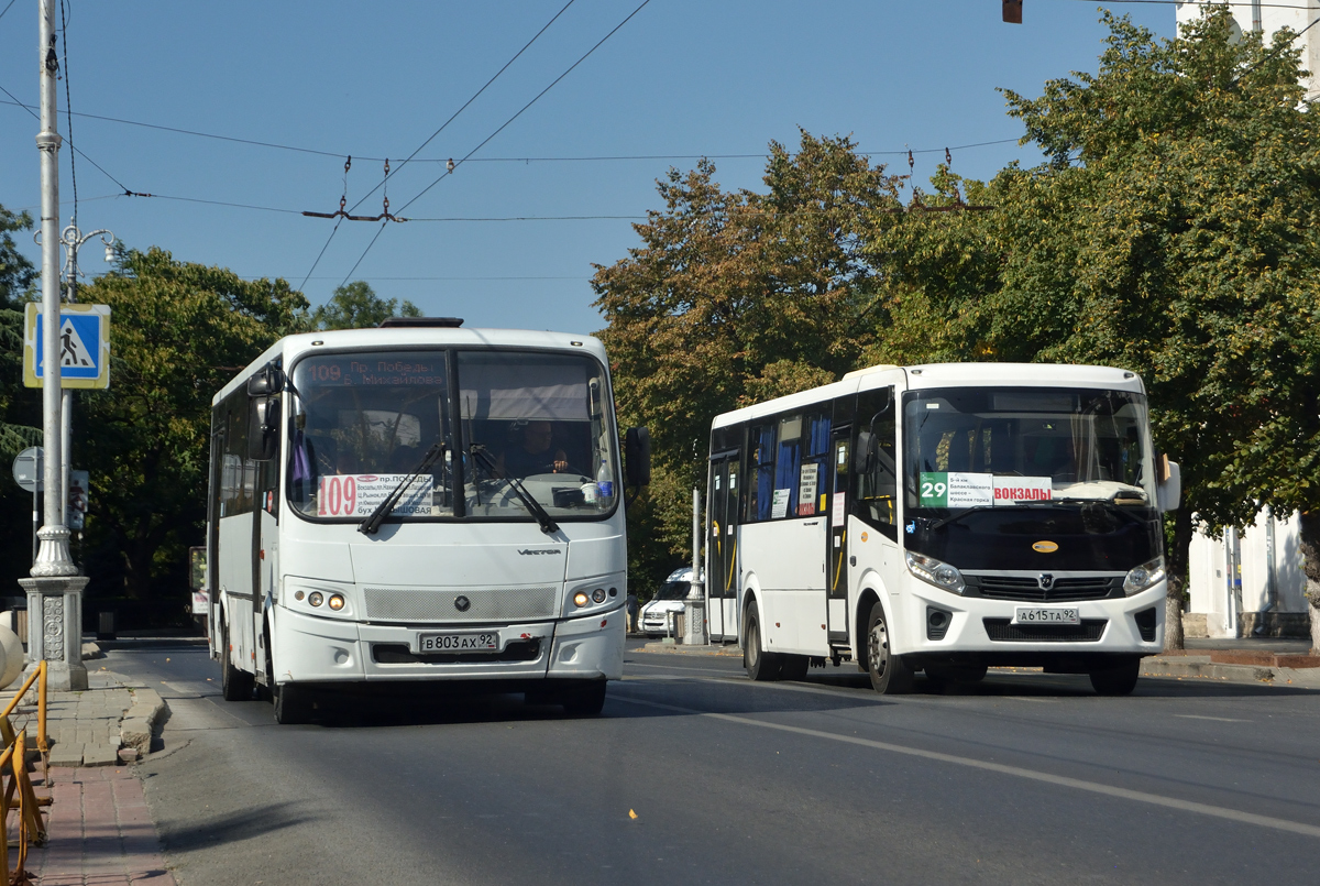 Севастополь, ПАЗ-320414-04 "Вектор" (1-2) № В 803 АХ 92; Севастополь, ПАЗ-320425-04 "Vector Next" № А 615 ТА 92