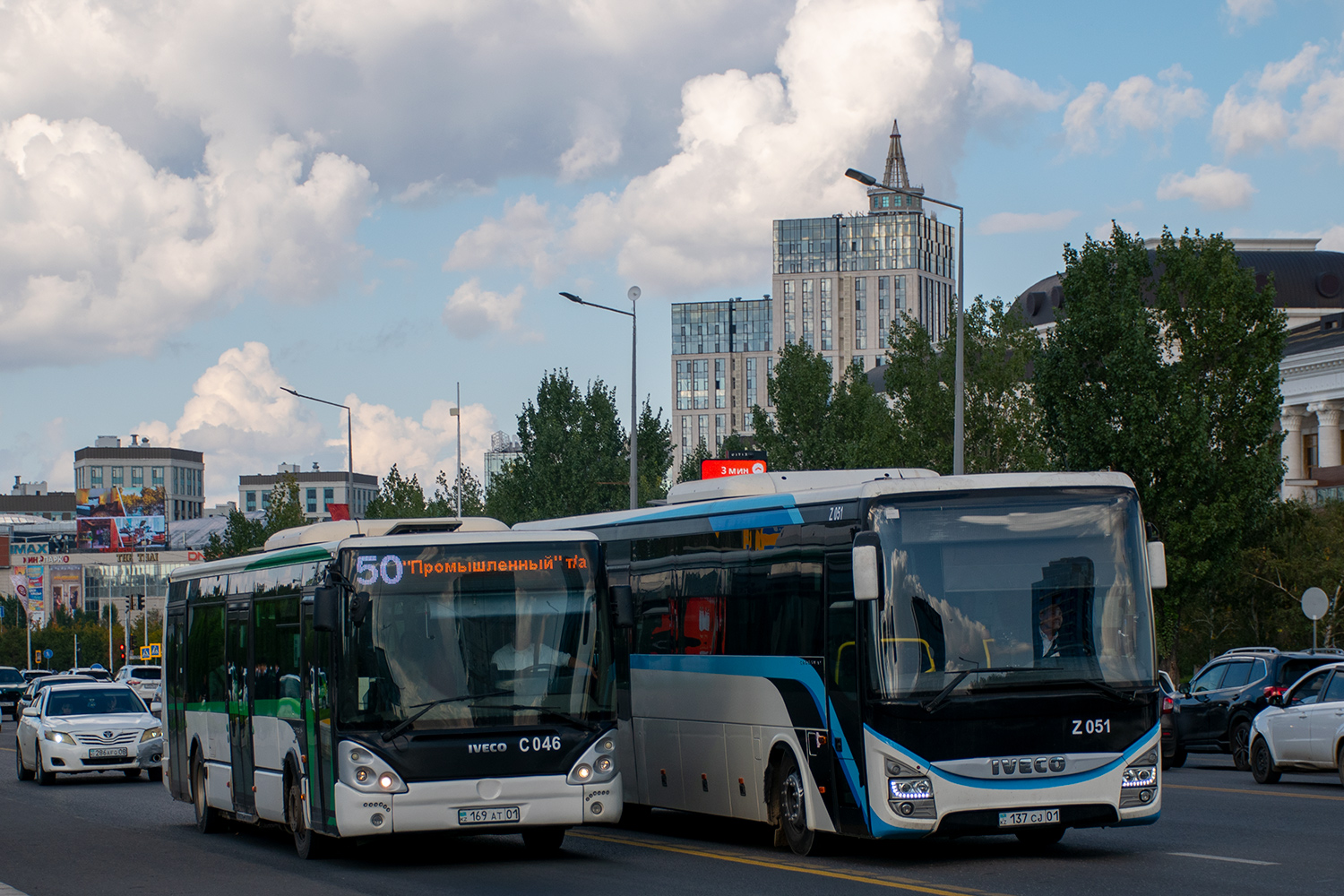 Астана, Irisbus Citelis 12M № C046; Астана, IVECO Crossway LINE 13M (СарыаркаАвтоПром) № Z051