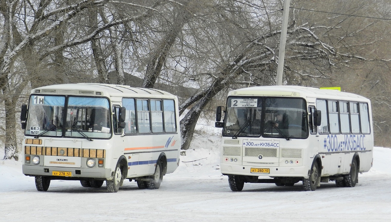 Кемеровская область - Кузбасс, ПАЗ-32054 № АУ 278 42; Кемеровская область - Кузбасс, ПАЗ-4234-05 № 29312