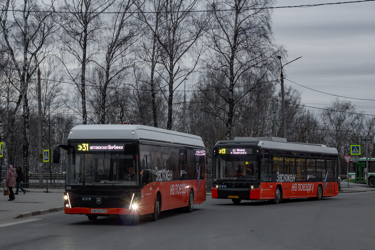 Нижегородская область, ЛиАЗ-6274 № 3036; Нижегородская область, Нижэкотранс-6256 (БКМ-Е450) № 1052