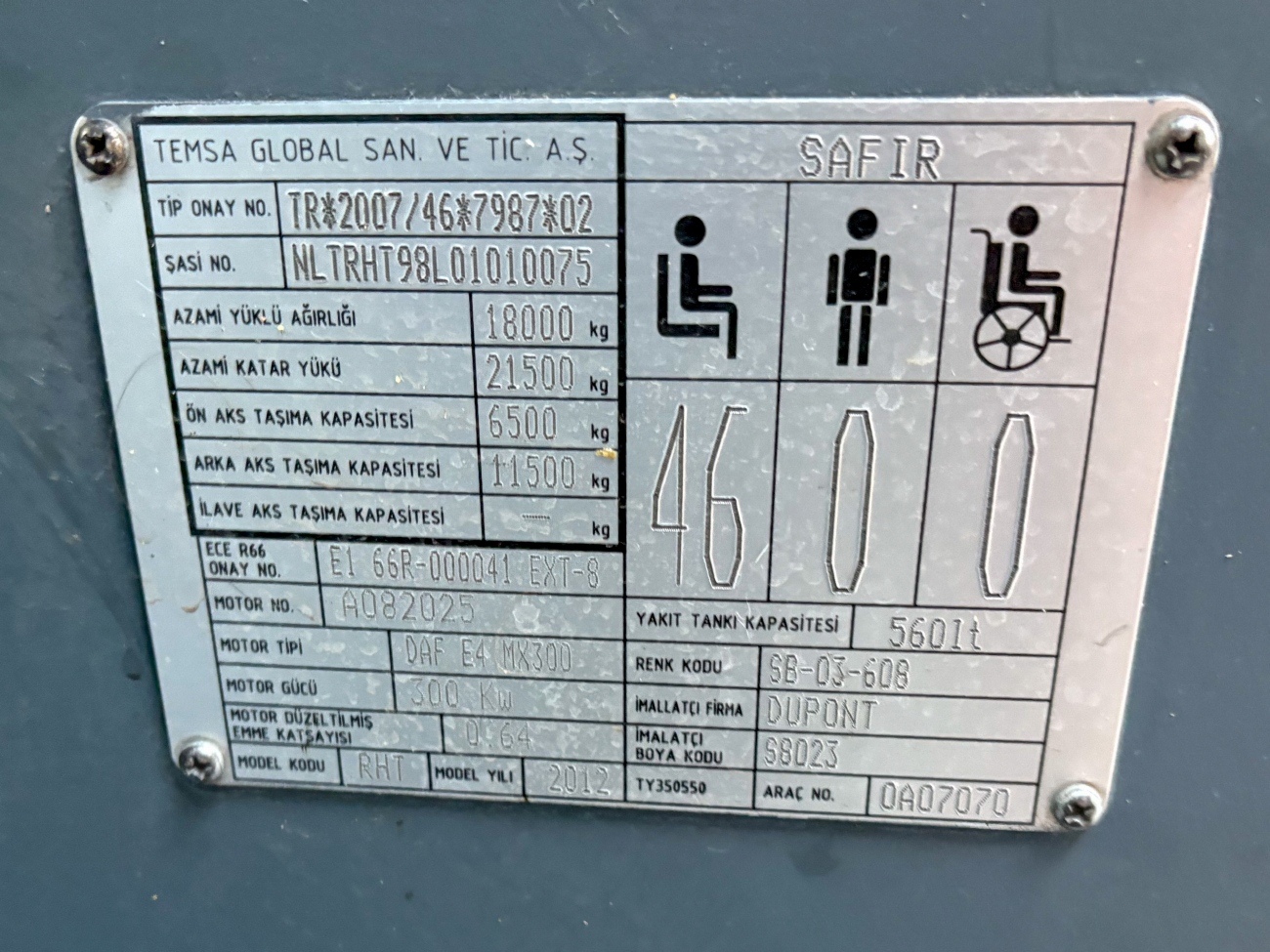 Турция, TEMSA Safir II 12 № 07 SE 103