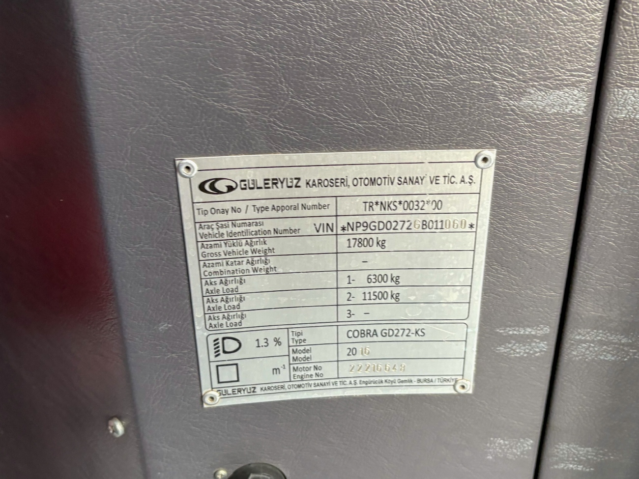 Турция, Güleryüz Cobra GD272LF № 54